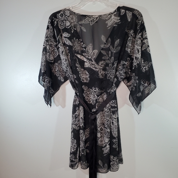 Torrid Floral Black and White Sheer Cover-up Dress 1 - Picture 9 of 10